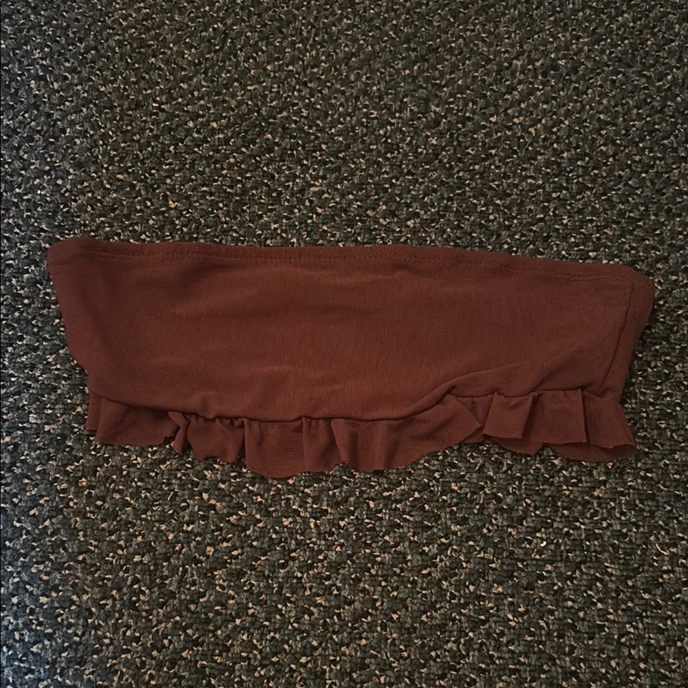 SHEIN Brown Ruffle Crop Top